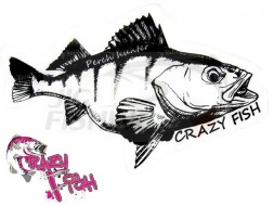 Наклейка Crazy Fish Perch Hunter 70x43mm Black Clear