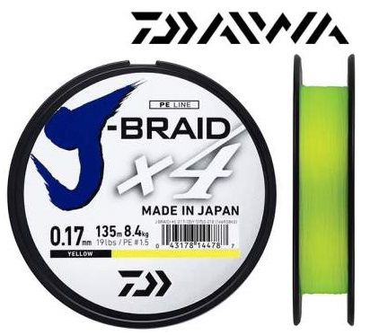 Daiwa J-Braid PE X4 270m Yellow