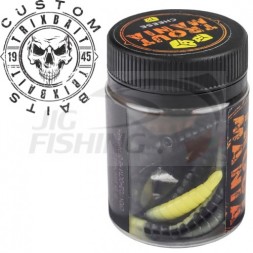 Мягкие приманки Trixbait Trout Mania Fat Worm 3&quot; #206 Black Cheese Cheese