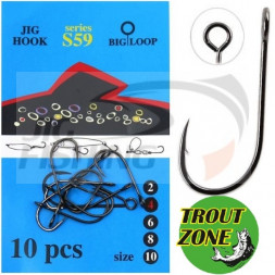 Одинарные крючки Trout Zone JIg Hook S59 #6