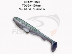 Мягкие приманки  Crazy Fish Tough 4&quot; 14D Olive Shimmer