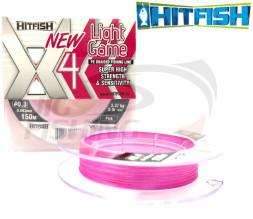 Шнур плетеный HitFish Lite Game X4 PE 150m Pink #0.3 0.093mm 3.37kg