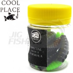 Мягкие приманки Cool Place личинка Maggot 1.6&quot; #Black Green