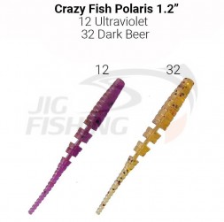 Мягкие приманки Crazy Fish Polaris 1.2&quot; 12 Ultraviolet 32 Dark Beer