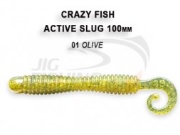 Мягкие приманки Crazy Fish Active Slug 4&quot;   01 Olive