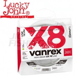 Шнур плетеный Lucky John Vanrex X8 Braid Fluo 125m Green #1.5 0.20mm 10kg