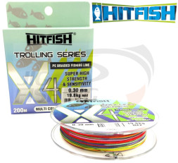 Шнур для троллинга HitFish X4 Trolling Series 200m Multicolor 0.30mm 19.8kg