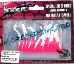 Мягкие приманки Microfishing Pro MicroWorm 1.9&quot; #07 Бело-розовый