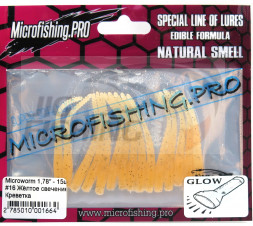 Мягкие приманки Microfishing Pro MicroWorm 1.9&quot; #16 Glow Желтое свечение