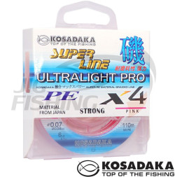 Шнур Kosadaka Super Line PE X4 Ultralight Pro Pink 110м 0.05mm 3.2kg