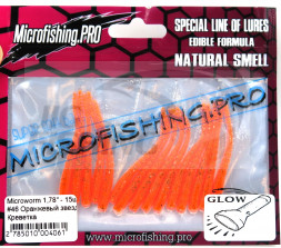 Мягкие приманки Microfishing Pro MicroWorm 1.9&quot; #46 Glow Оранжевый звезда