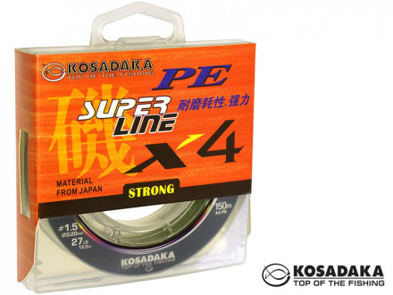 Шнур плетеный Kosadaka Super Line PE X4 150m Light Green 0.30mm 21.8kg