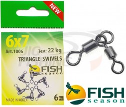 Вертлюжок Fish Season 1006 Triangle Swivels #8x10 14kg (7шт/уп)