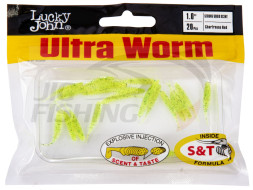 Мягкие приманки Lucky John Trick Ultra Worm 1&quot; #S15 Chartreuse Red