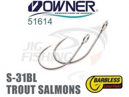 Одинарные крючки Owner/C'ultiva Trout Salmons S-31BL (Barbless) #6