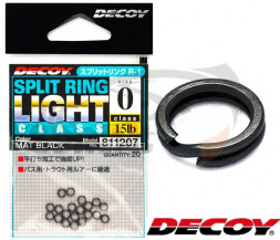 Заводные кольца Decoy R-1 Split Ring Light Class Mat Black #0 6.8kg 15lb