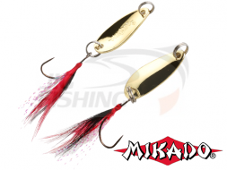 Колеблющаяся блесна Mikado Mini 1.5gr c хвостом #Gold/Gold
