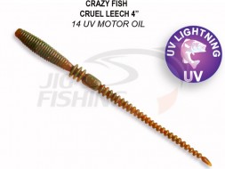 Мягкие приманки Crazy Fish  Cruel Leech 4&quot; #14 UV Motor Oil