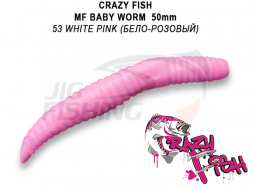 Мягкие приманки Crazy Fish MF Baby Worm 2&quot; #53 White Pink (Cheese)