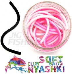 Мягкие приманки Nyaski.Club  Червь Лапша (Доширак) White/Pink