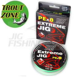 Шнур Trout Zone Extreme Jig X8 150m Fluo Green #0.8 0.148mm 16lb