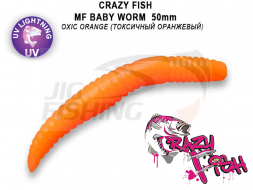 Мягкие приманки Crazy Fish MF Baby Worm 2&quot; #77 Toxic Orange (Squid+Shrimp)