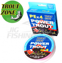 Шнур Trout Zone Power Trout X4 150m Fluo Pink #0.35 0.097mm 6.3lb
