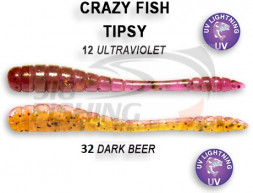 Мягкие приманки Crazy Fish Tipsy 1.2&quot; #12 Ultraviolet #32 Dark Beer