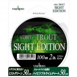 Леска Yamatoyo Famell Trout Sight Edition 100m Green #0.8 0.148mm 1.8kg