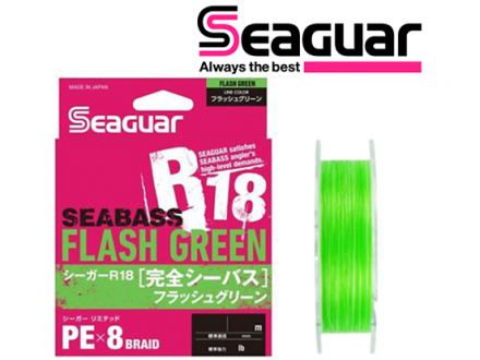 Шнур Seaguar R18 Seabass Flash Green PE X8 Braid 150m #0.6 0.128mm 4.95kg